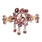 Haargreifer Blume&Pfau Haarspange Haarkneifer Haarklammer Metall & Strass rosa gold 4792b